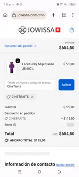 CineTraits coupon verification screenshot