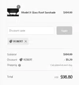ROBERT coupon verification screenshot