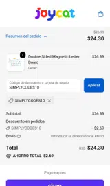 SIMPLYCODES10 coupon verification screenshot