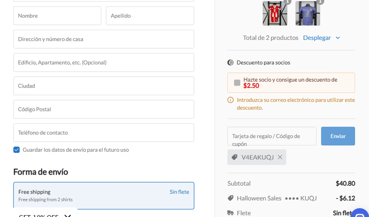Joyfball promo code screenshot showing code V4EAKUQJ applied at Joyfball checkout page. Uploaded by SimplyCodes community member ashe1986 on Nov 19, 2025