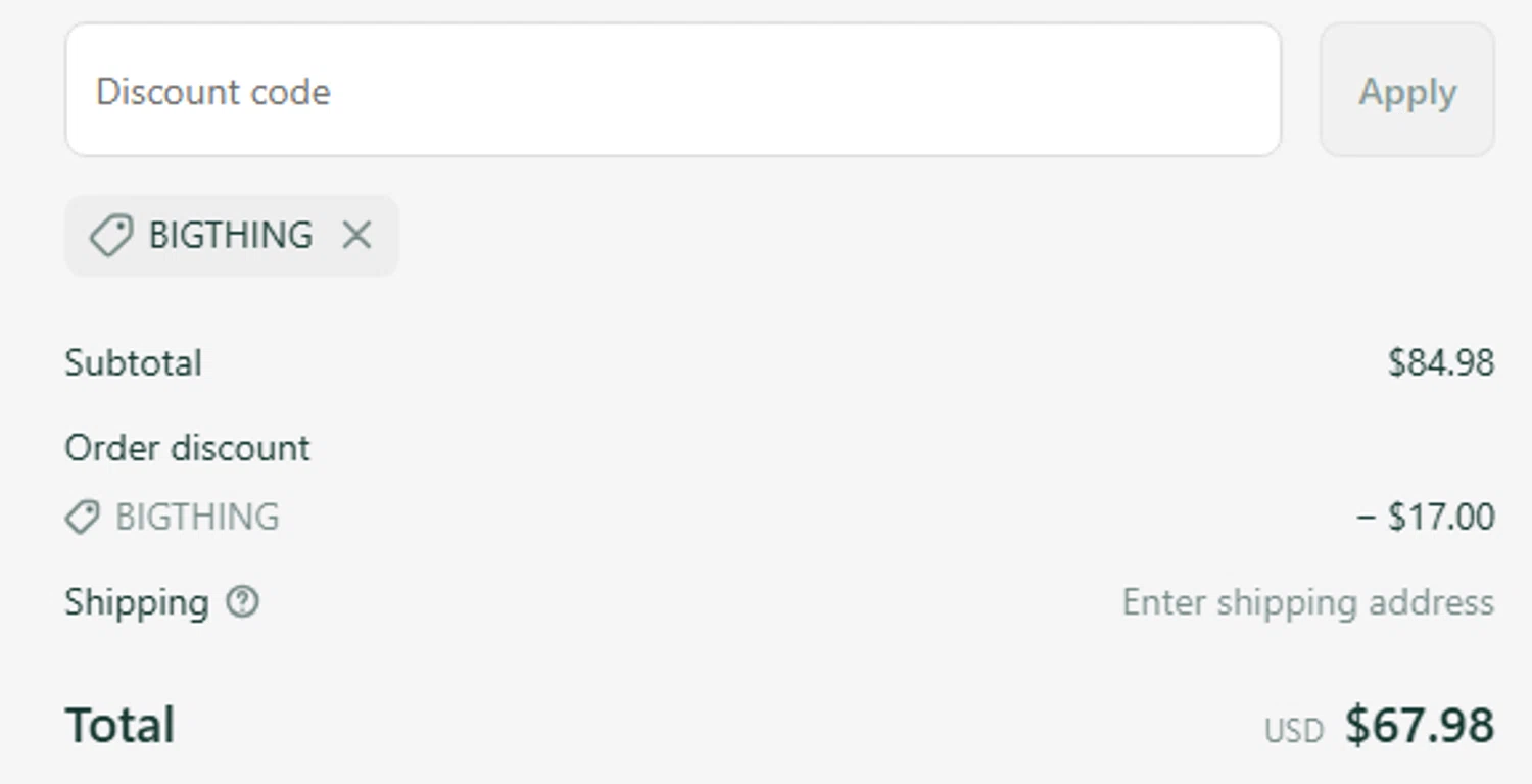 JOYMODE US promo code screenshot showing code BIGTHING applied at JOYMODE US checkout page. Uploaded by SimplyCodes community member MoneyVoyager6841 on Jun 26, 2025