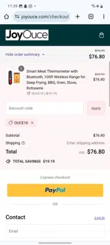 OUCE10 coupon verification screenshot