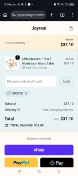 first30 coupon verification screenshot