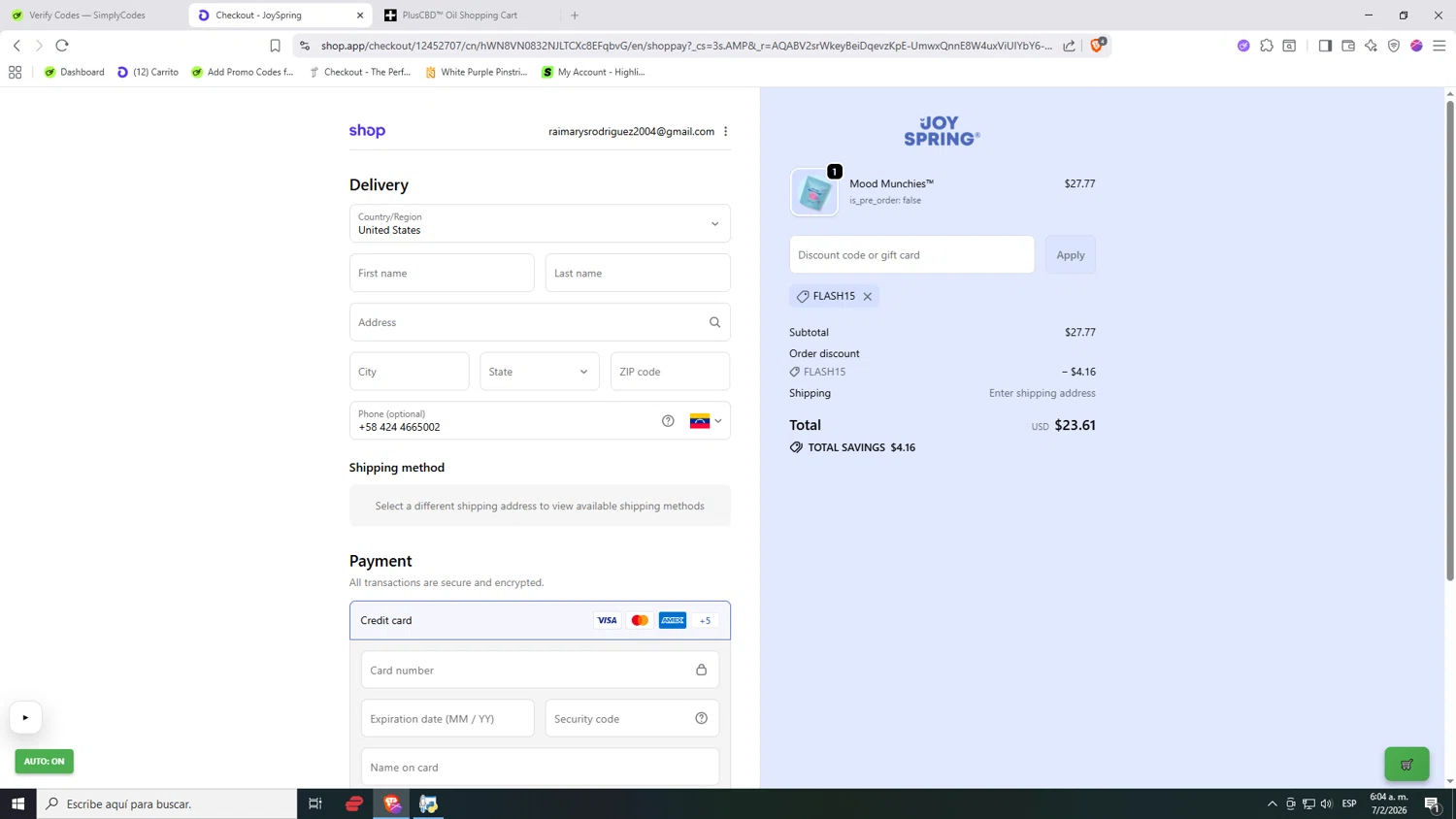 JoySpring checkout page showing JoySpring discount code box | Screenshot taken by SimplyCodes community member on Feb 7, 2026