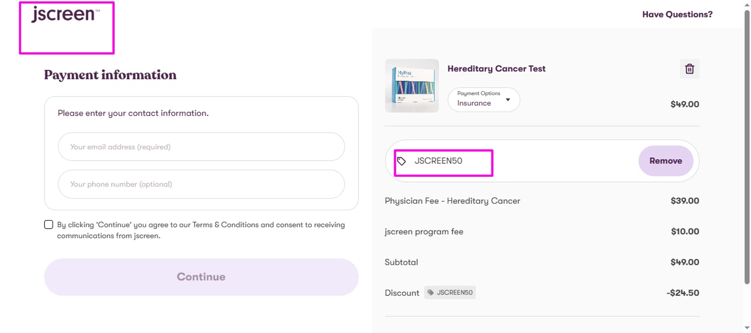 JScreen promo code screenshot showing code JSCREEN50 applied at JScreen checkout page. Uploaded by SimplyCodes community member mrdarcy on Jan 30, 2026