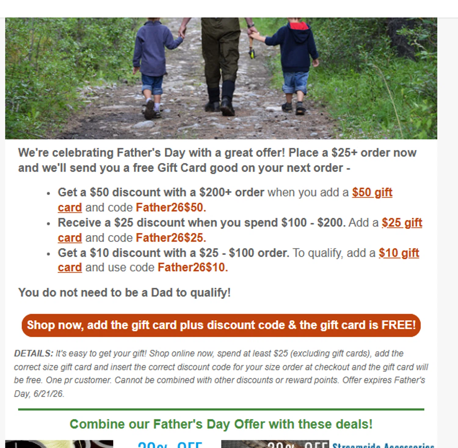 JS Fly Fishing promo code screenshot showing code Father26$25 applied at JS Fly Fishing checkout page. Uploaded by SimplyCodes community member valeriaantonieta on Jun 15, 2026