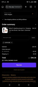 JSHOUSE coupon verification screenshot