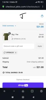 Spring30 coupon verification screenshot