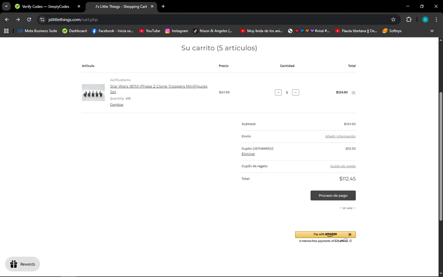 J's Little Things coupon code screenshot showing code JSTHANKSU applied at J's Little Things checkout page. Uploaded by SimplyCodes community member ELROJO on Oct 23, 2025