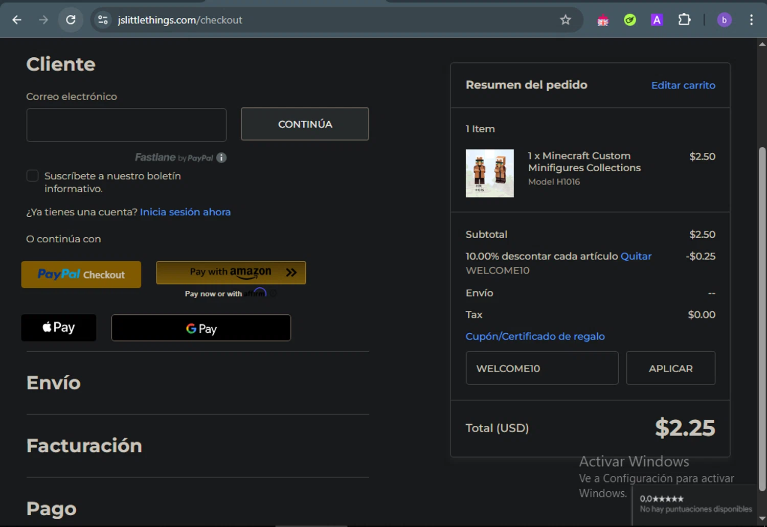 J's Little Things coupon code screenshot showing code WELCOME10 applied at J's Little Things checkout page. Uploaded by SimplyCodes community member ThriftyFalcon6527 on May 25, 2025