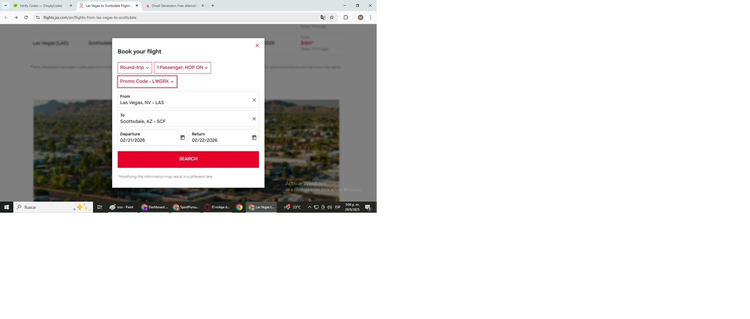 JSX promo code screenshot showing code L1KGRX applied at JSX checkout page. Uploaded by SimplyCodes community member VoucherSpotter7661 on Aug 29, 2025
