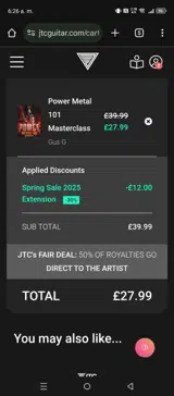 JTC Guitar coupon verification screenshot