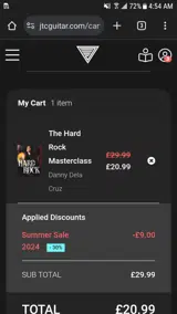 JTC Guitar coupon verification screenshot