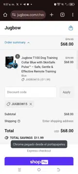 jugbow15 coupon verification screenshot