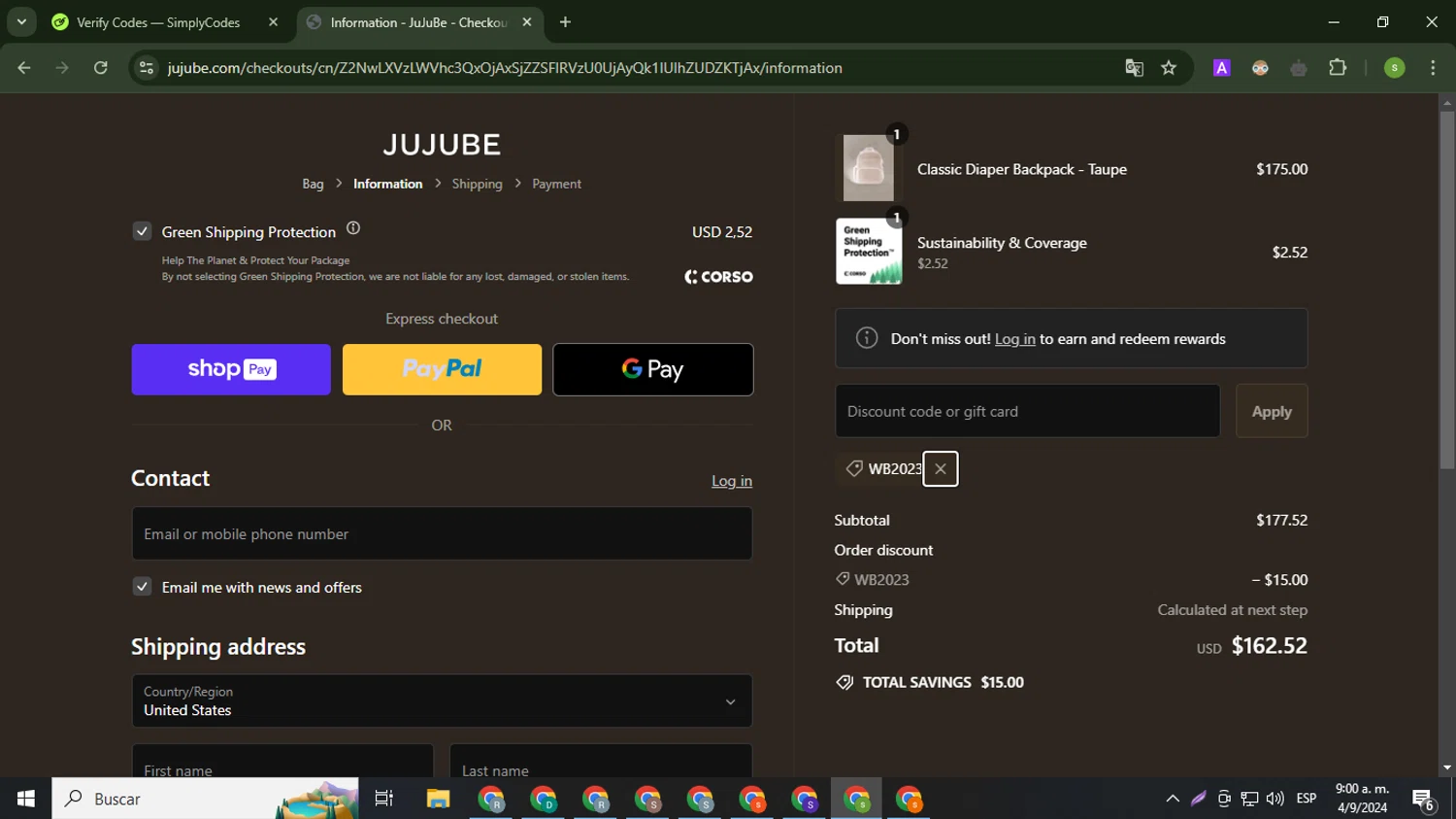 where to use JuJuBe promo code box