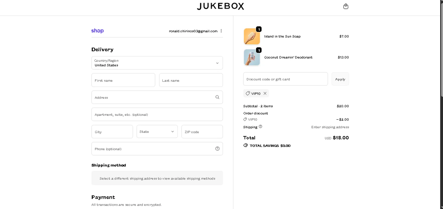 Jukebox checkout page showing Jukebox promo code box | Screenshot taken by SimplyCodes community member on Dec 25, 2025