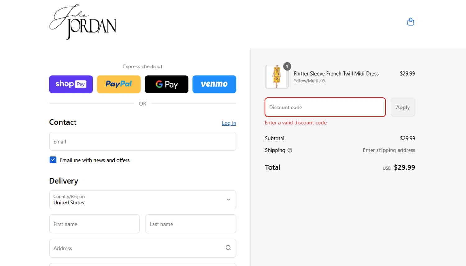 Julia Jordan promo code screenshot showing code HOLIDAY2024 applied at Julia Jordan checkout page. Uploaded by SimplyCodes community member VictoriousFinder8211 on Aug 21, 2025