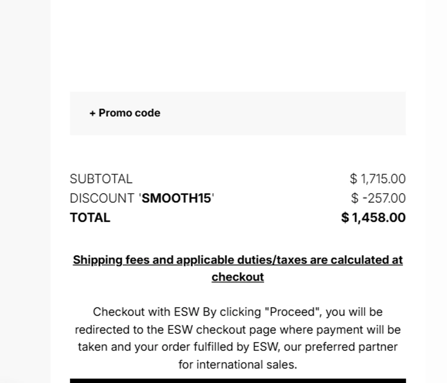 Julian Fashion promo code screenshot showing code SMOOTH15 applied at Julian Fashion checkout page. Uploaded by SimplyCodes community member Charly2607 on Nov 14, 2025