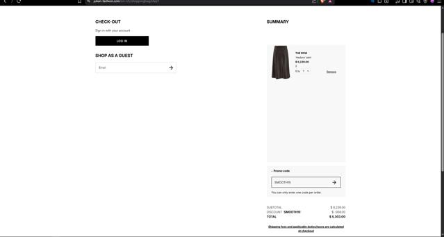 Julian Fashion checkout page showing Julian Fashion promo code box | Screenshot taken by SimplyCodes community member on Sep 20, 2025