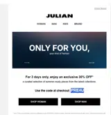Julian Fashion coupon verification screenshot