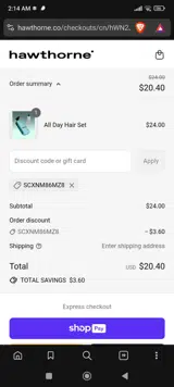 D2OD6P5F coupon verification screenshot
