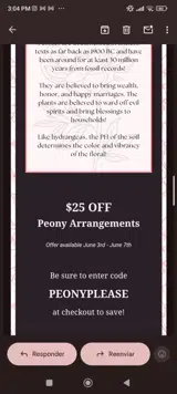PEONYPLEASE coupon verification screenshot