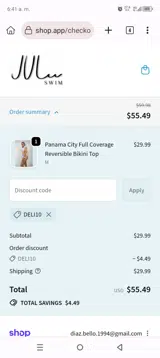 DELI10 coupon verification screenshot