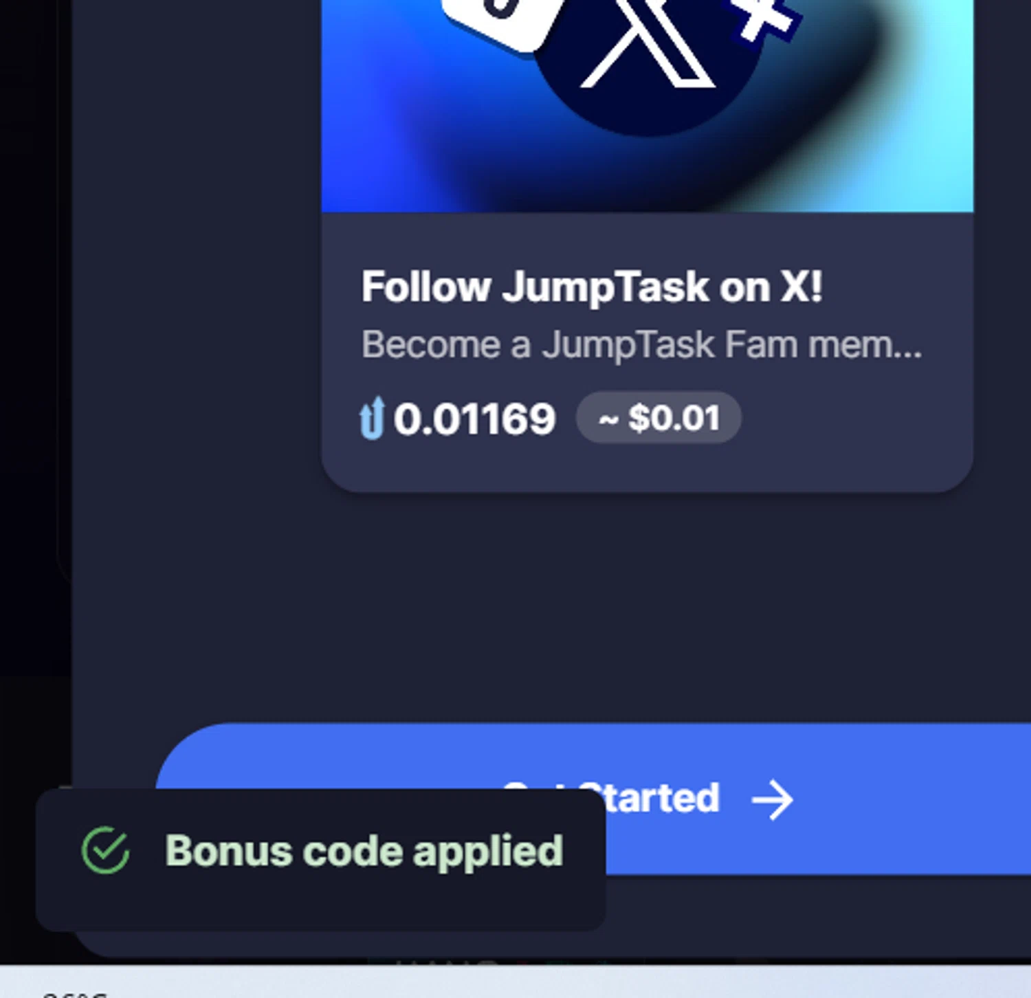 JumpTask.io promo code screenshot showing code Xikaminycata applied at JumpTask.io checkout page. Uploaded by SimplyCodes community member Weknd557 on Nov 6, 2025