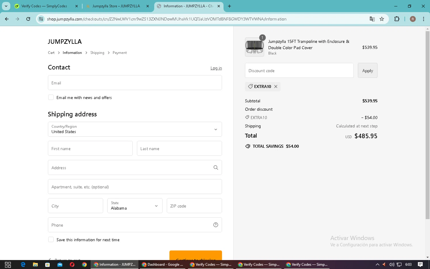 Jumpzylla checkout page showing Jumpzylla discount code box | Screenshot taken by SimplyCodes community member on Jun 8, 2024