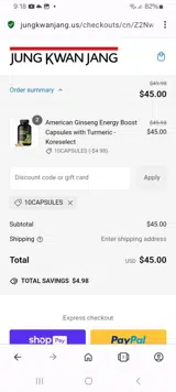 10CAPSULES coupon verification screenshot