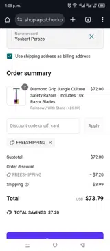 FREESHIPPING coupon verification screenshot