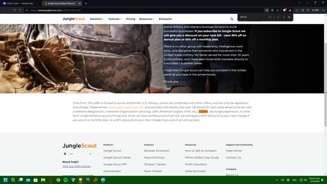 Jungle Scout checkout page showing Jungle Scout discount code box | Screenshot taken by SimplyCodes community member on Feb 13, 2024