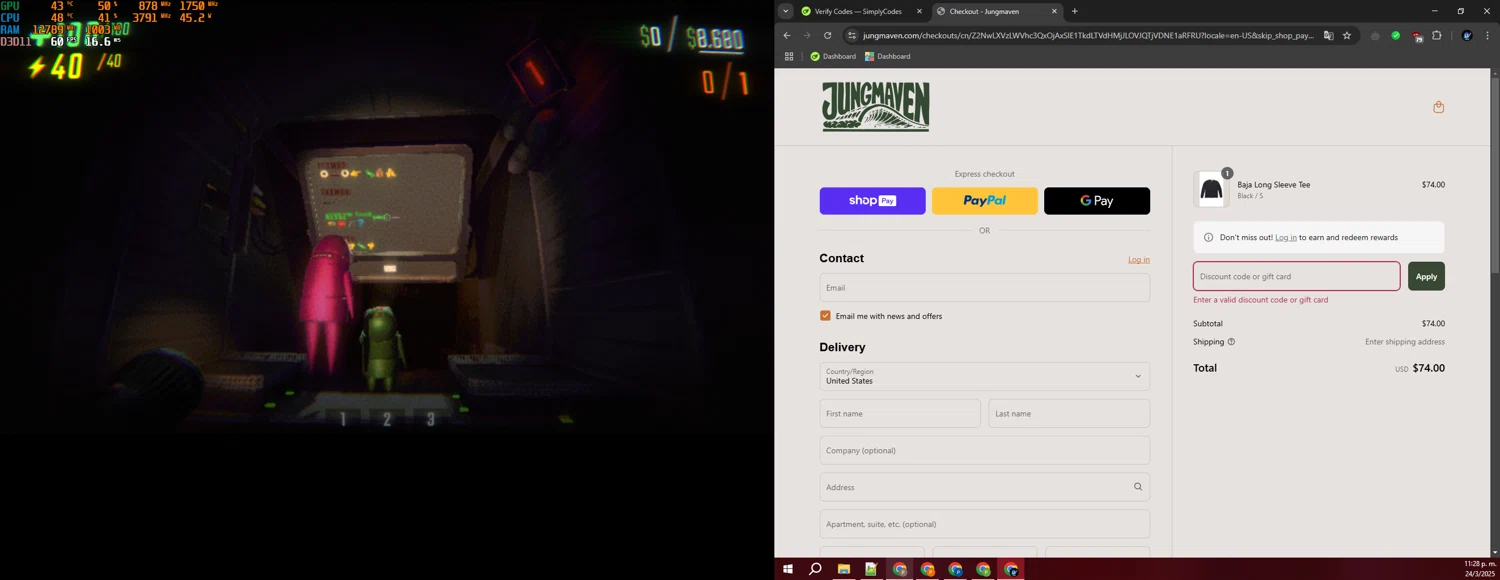 Jungmaven discount code screenshot showing code JUNG30 applied at Jungmaven checkout page. Uploaded by SimplyCodes community member BudgetOwl2519 on Mar 25, 2025