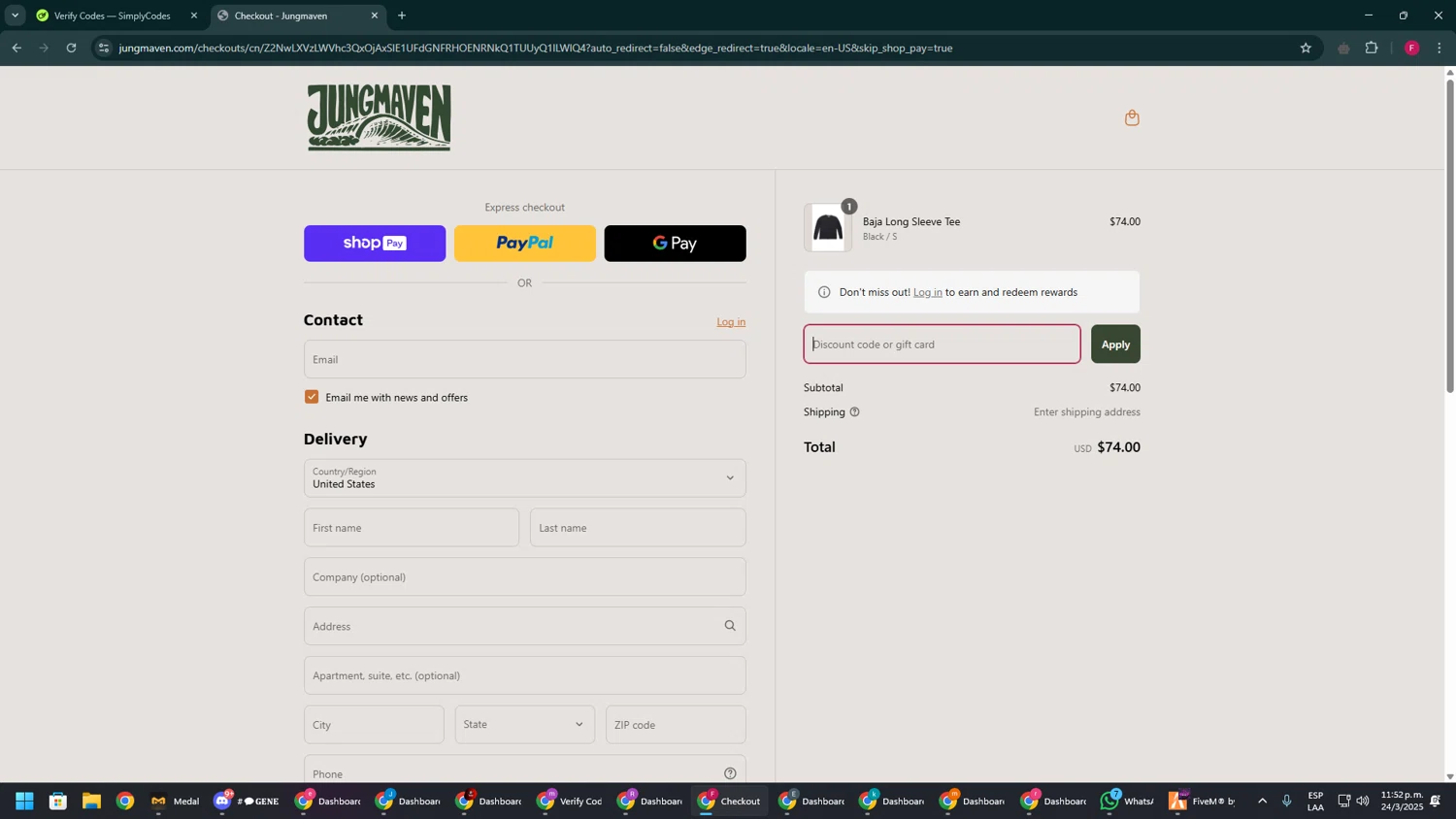 Jungmaven discount code screenshot showing code JUNG30 applied at Jungmaven checkout page. Uploaded by SimplyCodes community member ExtraordinaryVirtuoso281 on Mar 25, 2025