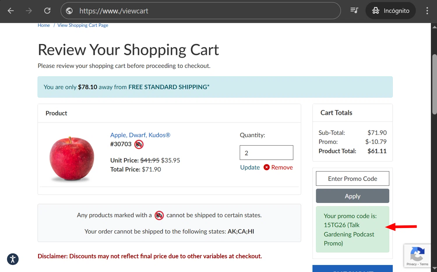 Jung Seed Co. promo code screenshot showing code 15TG26 applied at Jung Seed Co. checkout page. Uploaded by SimplyCodes community member anosesmith on Jan 13, 2026