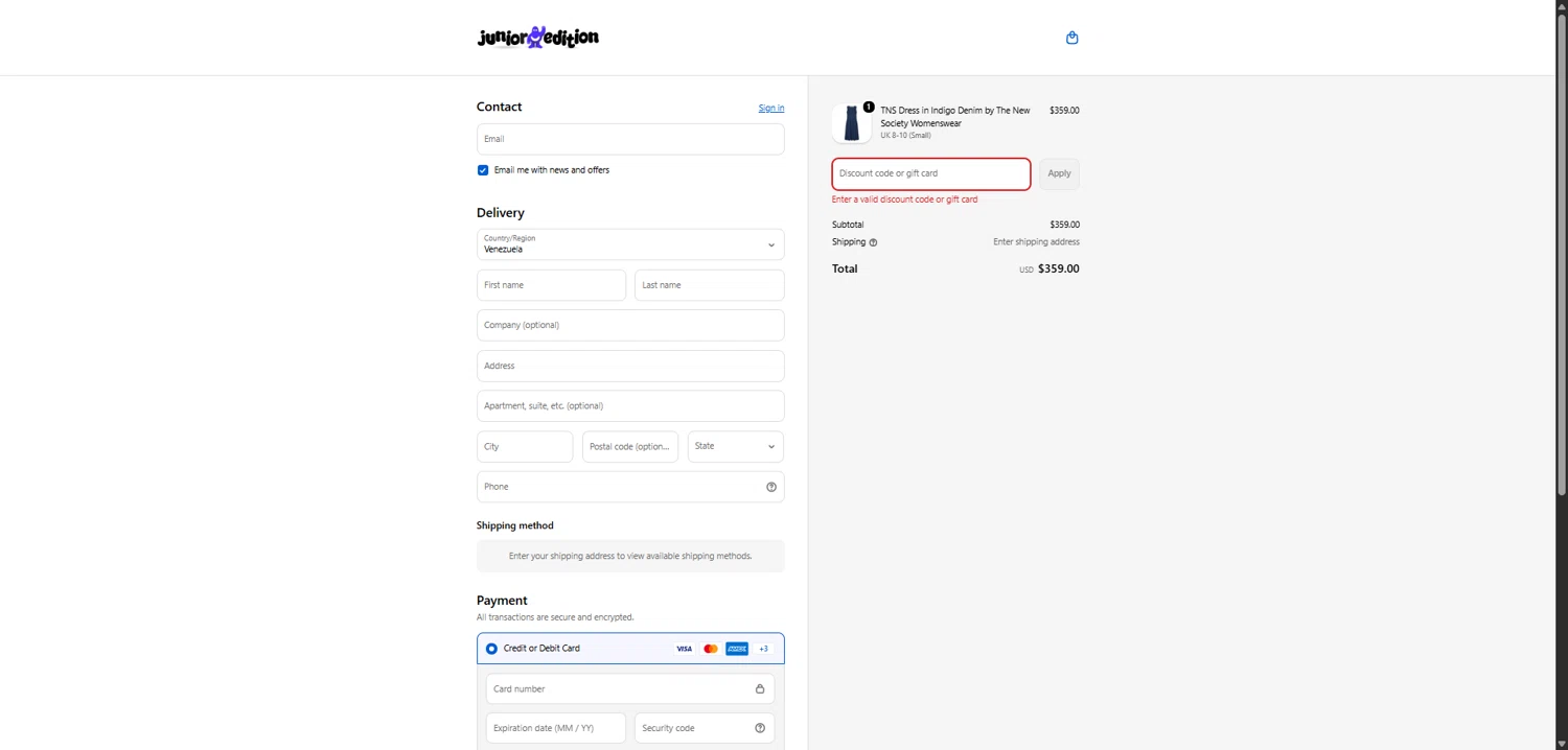 Junior Edition promo code screenshot showing code EXTRA10 applied at Junior Edition checkout page. Uploaded by SimplyCodes community member TokenFalcon7462 on Feb 13, 2026