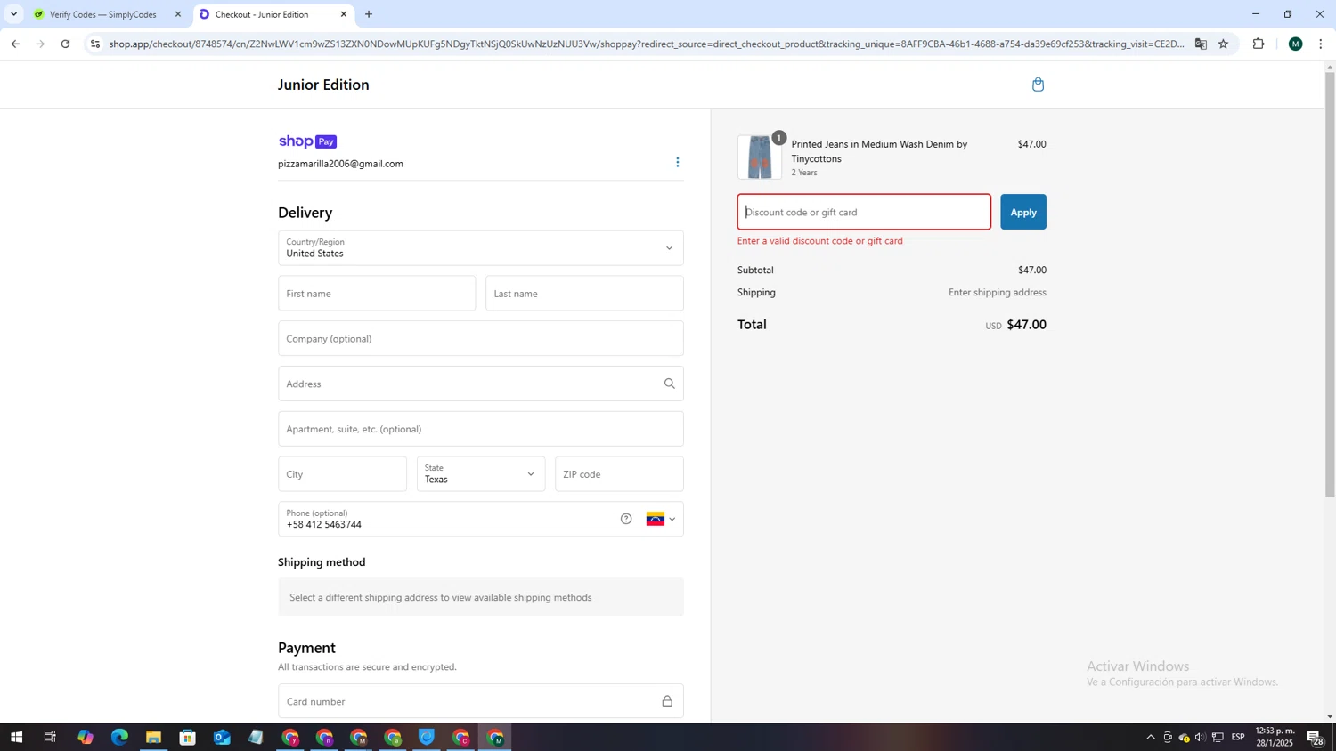 Junior Edition promo code screenshot showing code BLACKFRIDAY applied at Junior Edition checkout page. Uploaded by SimplyCodes community member MDLECHUZA on Jan 28, 2025
