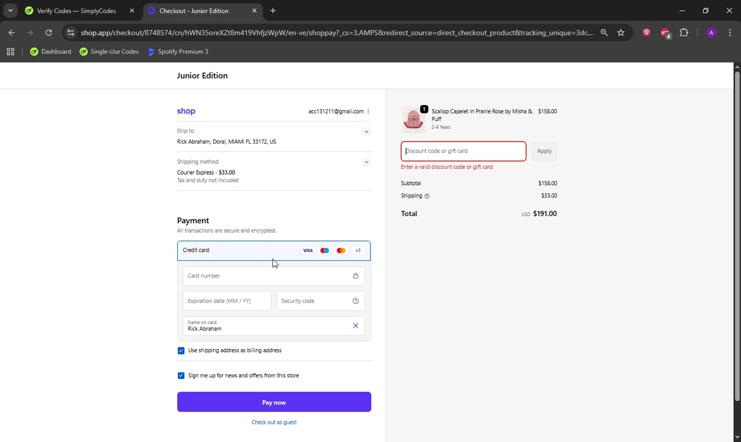 Junior Edition promo code screenshot showing code WINTERCOAT20 applied at Junior Edition checkout page. Uploaded by SimplyCodes community member DeathBone on Sep 17, 2025
