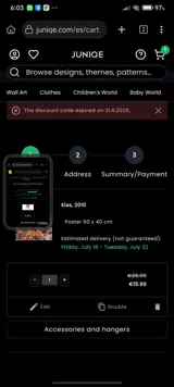 COLOUR15 coupon verification screenshot