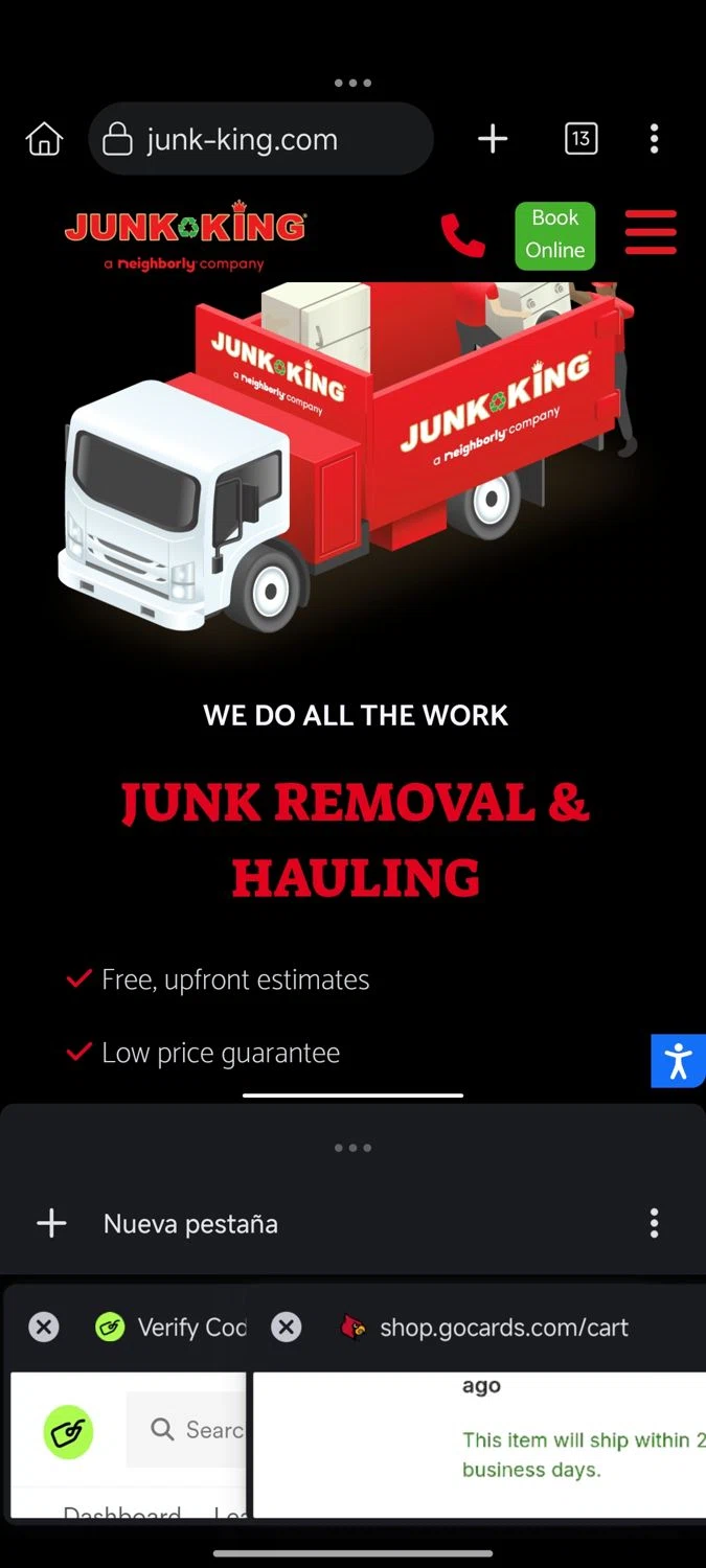 Junk King promo code screenshot showing code WHYWAIT applied at Junk King checkout page. Uploaded by SimplyCodes community member cuenta03 on Jun 21, 2025