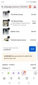 GLOWLDW coupon verification screenshot