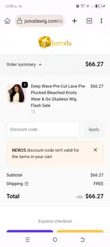 NEW25 coupon verification screenshot