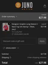 20SAILAWAY coupon verification screenshot