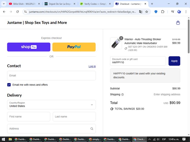 Juntame checkout page showing Juntame discount code box | Screenshot taken by SimplyCodes community member on Aug 27, 2025