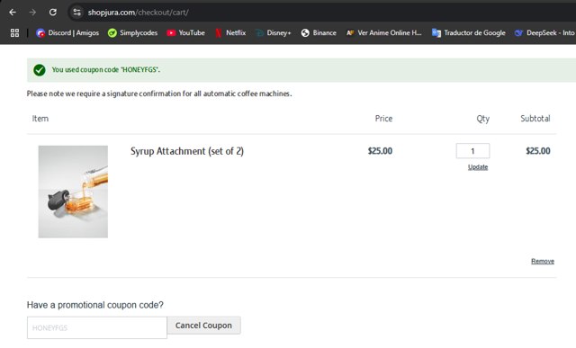 Jura checkout page showing Jura discount code box | Screenshot taken by SimplyCodes community member on Jun 5, 2025