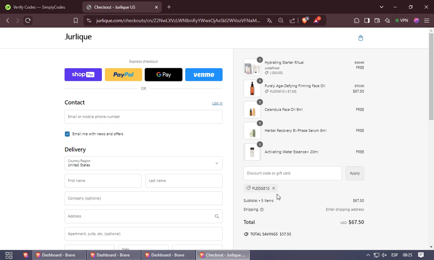 where to use Jurlique promo code box