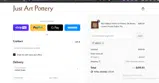 Just Art Pottery coupon verification screenshot