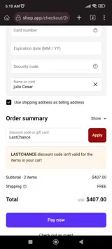 Just Art Pottery coupon verification screenshot