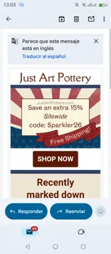 Just Art Pottery coupon verification screenshot