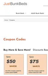 Just Bunk Beds coupon verification screenshot